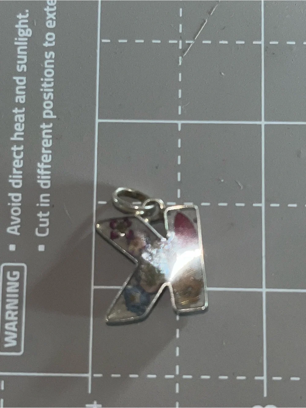Sterling k resin rose flower pendant 925 silver